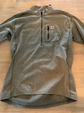 Carhartt Olive Heather Half-Zip Pullover with Chest Pocket